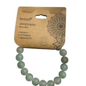 NWT Henna Shoppe Green Aventurine Gemstone Beaded Bracelet 10mm Healing Stone